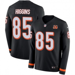 Nike Bengals 85 Tee Higgins Black Team Color Men Stitched NFL Limited Therma Long Sleeve Jersey