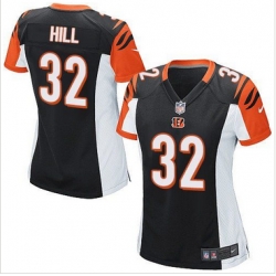 Women Nike Bengals #32 Jeremy Hill Black Team Color Stitched NFL Elite Jersey