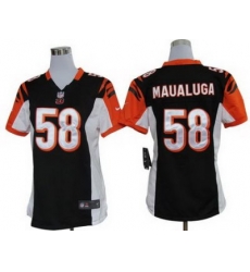 Women Nike Cincinnati Bengals 58# Rey Maualuga Black Nike NFL Jerseys