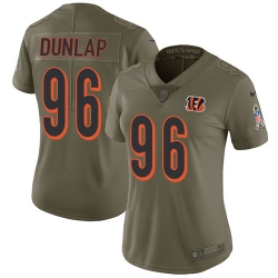 Womens Nike Bengals #96 Carlos Dunlap Olive  Stitched NFL Limited 2017 Salute to Service Jersey