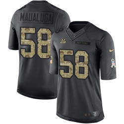 Nike Bengals #58 Rey Maualuga Black Youth Stitched NFL Limited 2016 Salute to Service Jersey