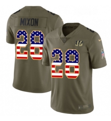 Youth Nike Cincinnati Bengals 28 Joe Mixon Limited OliveUSA Flag 2017 Salute to Service NFL Jersey