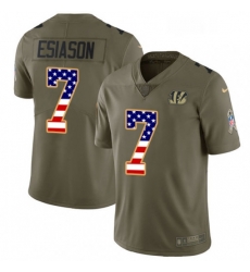 Youth Nike Cincinnati Bengals 7 Boomer Esiason Limited OliveUSA Flag 2017 Salute to Service NFL Jersey