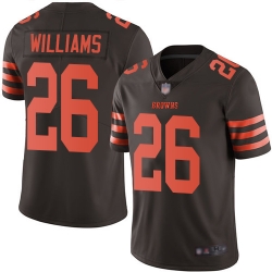 Browns 26 Greedy Williams Brown Men Stitched Football Limited Rush Jersey