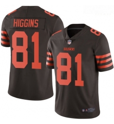 Browns 81 Rashard Higgins Brown Men Stitched Football Limited Rush Jersey