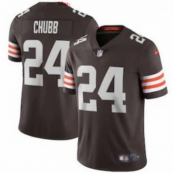 Cleveland Browns 24 Nick Chubb Men Nike Brown 2020 Vapor Limited Jersey