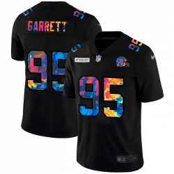 Cleveland Browns 95 Myles Garrett Men Nike Multi Color Black 2020 NFL Crucial Catch Vapor Untouchable Limited Jersey