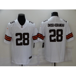 Men Cleveland Browns 28 Owusu-koramoah White 2021 Vapor Untouchable Limited Player Nike NFL Jersey