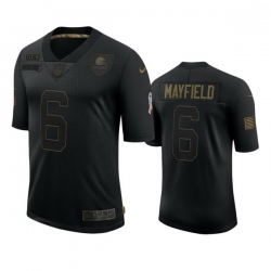 Men Cleveland Browns 6 Baker Mayfield Black 2020 Black Salute To Service Jersey