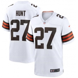 Men Cleveland Browns Kareem Hunt 27 White Brown 2021 Draft Jersey