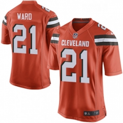 Mens Nike Cleveland Browns 21 Denzel Ward Game Orange Alternate NFL Jersey