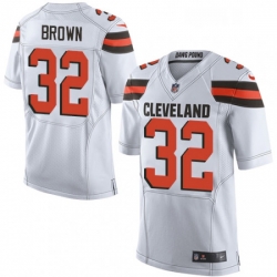 Mens Nike Cleveland Browns 32 Jim Brown Elite White NFL Jersey