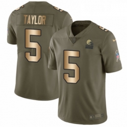 Mens Nike Cleveland Browns 5 Tyrod Taylor Limited OliveGold 2017 Salute to Service NFL Jersey