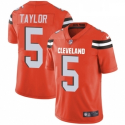 Mens Nike Cleveland Browns 5 Tyrod Taylor Orange Alternate Vapor Untouchable Limited Player NFL Jersey