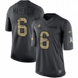 Mens Nike Cleveland Browns 6 Baker Mayfield Limited Black 2016 Salute to Service NFL Jersey