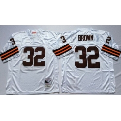 Mitchell&Ness 1963 Browns 32 Jim Brown White Throwback Stitched NFL Jersey