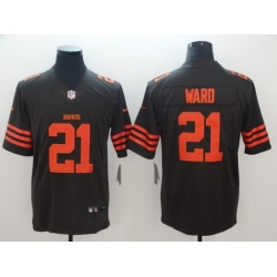 Nike Browns 21 T J Ward Brown Color Rush Limited Jerseys