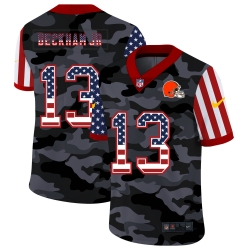 Nike Cleveland Browns 13 Odell Beckham Jr  Camo 2020 USA Flag Salute To Service Limited Jersey