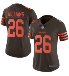 Browns 26 Greedy Williams Brown Women Stitched Football Limited Rush Jersey