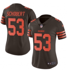 Nike Browns #53 Joe Schobert Brown Womens Stitched NFL Limited Rush Jersey