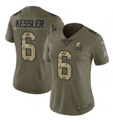 Nike Browns #6 Cody Kessler Olive Camo Womens Stitched NFL Limited 2017 Salute to Service Jersey