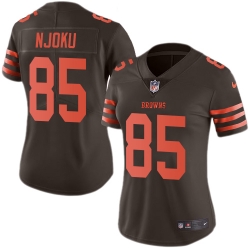 Nike Browns #85 David Njoku Brown Womens Stitched NFL Limited Rush Jersey