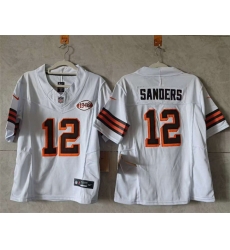 Women Cleveland Browns 12 Shedeur Sanders White 2025 Draft 1946 Collection F U S E  Stitched Jersey 