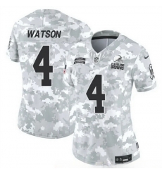 Women Cleveland Browns 4 Deshaun Watson 2024 F U S E Arctic Camo Salute To Service Limited Stitched Jersey