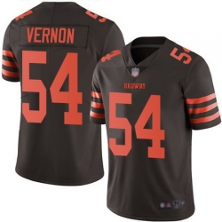 Browns 54 Olivier Vernon Brown Youth Stitched Football Limited Rush Jersey