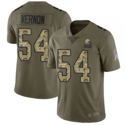 Browns 54 Olivier Vernon Olive Camo Youth Stitched Football Limited 2017 Salute to Service Jersey