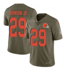 Youth Nike Browns #29 Duke Johnson Jr Olive Stitched NFL Limited 2017 Salute to Service Jersey