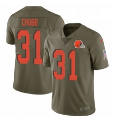 Youth Nike Cleveland Browns 31 Nick Chubb Limited Olive 2017 Salute to Service NFL Jersey