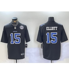 Men Dallas Cowboys 15 Ezekiel Elliott Black Throwback Vapor Untouchable Limited Stitched Football Jersey 1