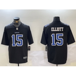 Men Dallas Cowboys 15 Ezekiel Elliott Black Throwback Vapor Untouchable Limited Stitched Football Jersey