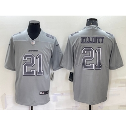 Men Dallas Cowboys 21 Ezekiel Elliott Grey Atmosphere Fashion Stitched Game Jersey