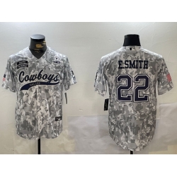 Men Dallas Cowboys 22 Emmitt Smith 2024 Arctic Camo Salute To Service Stitched Baseball Jersey 5