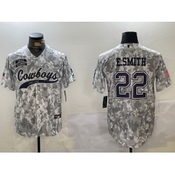 Men Dallas Cowboys 22 Emmitt Smith 2024 Arctic Camo Salute To Service Stitched Baseball Jersey