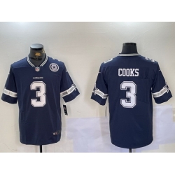 Men Dallas Cowboys 3 Brandin Cooks Navy Vapor Untouchable Limited Stitched Football Jersey