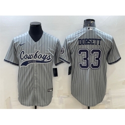 Men Dallas Cowboys 33 Tony Dorsett Grey With Patch Cool Base Stitched Baseball Jersey