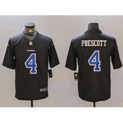 Men Dallas Cowboys 4 Dak Prescott Black Throwback Vapor Untouchable Limited Stitched Football Jersey