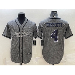 Men Dallas Cowboys 4 Dak Prescott Grey With Patch Cool Base Stitched Baseball Jersey