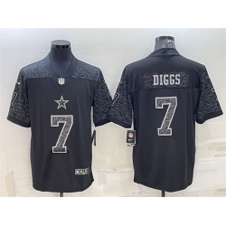 Men Dallas Cowboys 7 Trevon Diggs Black Reflective Limited Stitched Football Jersey