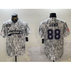 Men Dallas Cowboys 88 CeeDee Lamb 2024 Arctic Camo Salute To Service Stitched Baseball Jersey 2