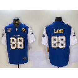 Men Dallas Cowboys 88 CeeDee Lamb 2024 F U S E Navy Gold With Texas 26 John Madden Patch Stitched Football Jersey 2