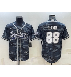 Men Dallas Cowboys 88 CeeDee Lamb Grey Camo With Patch Cool Base Stitched Baseball Jersey