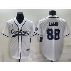 Men Dallas Cowboys 88 CeeDee Lamb White Cool Base Stitched Baseball Jersey