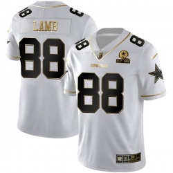 Men Dallas Cowboys 88 CeeDee Lamb White Golden Edition With 1960 Patch Limited Stitched Jersey