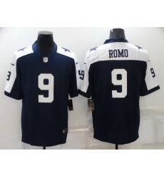 Men Dallas Cowboys 9 Tony Romo Navy White Stitched Jersey