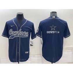 Men Dallas Cowboys Navy Team Big Logo With Patch Cool Base Stitched Baseb