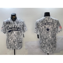 Men Dallas Cowboys Team Big Logo 2024 Arctic Camo Salute To Service Stitched Baseball Jersey